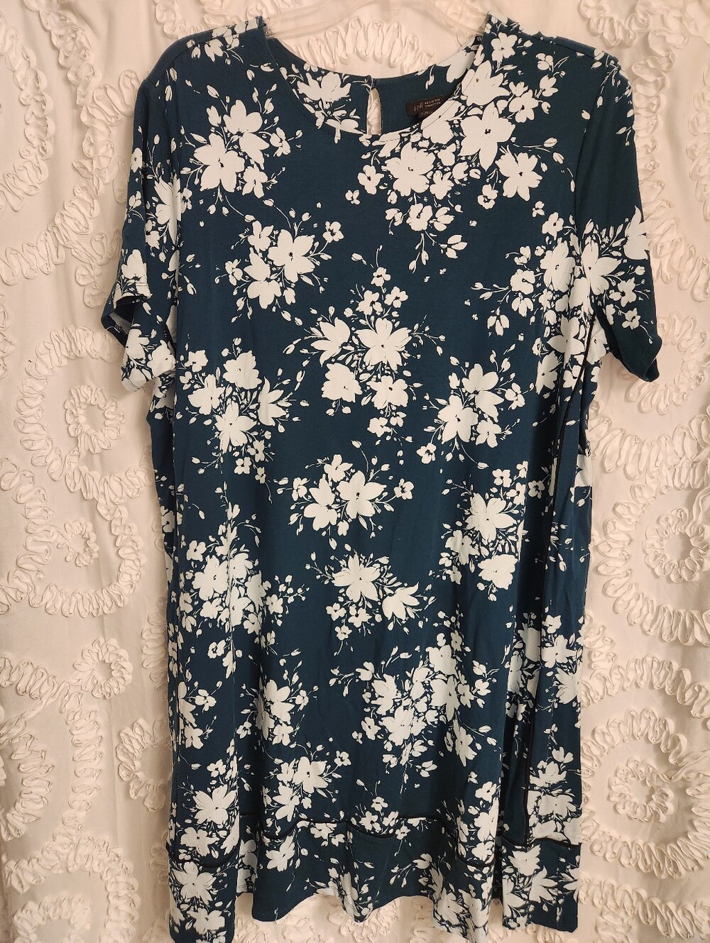NWT J. JILL Wearever Perfect T-Shirt Dress Floral Short Sleeve Green  3X plus